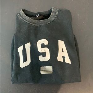 Brandy Melville Distressed USA Crew Neck